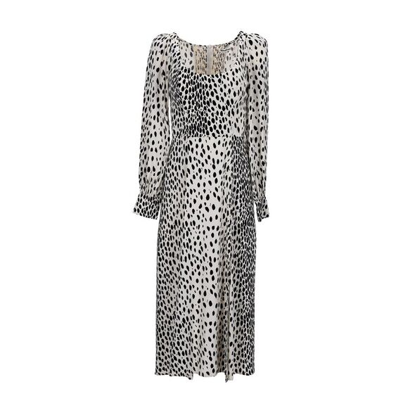 Reformation Alessi Crepe Midi Dress in Animal Print Viscose